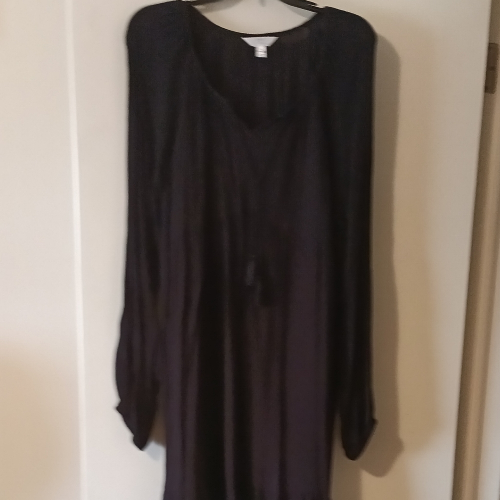 Long Black Dress Long Sleeve (Brand New) MID LENGTH VERY COMFORTABLE COTTON